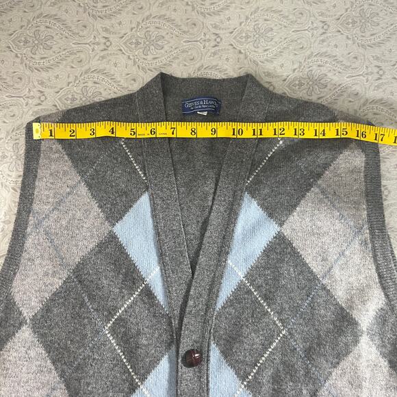 Gieves & Hawke Pure New Wool Button Down Knit Argyle Cardigan Vest Size S - Picture 6 of 9